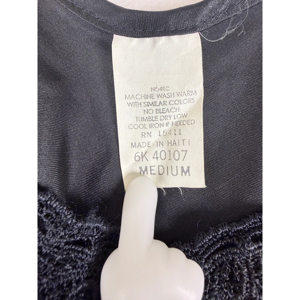 Vintage Lace Trim Cami Tank Top Womens Medium Black - Picture 5 of 7